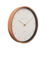Brookpace Lascelles Firecrest Wall Clock, 30cm, Rose Gold - thumbnail 3