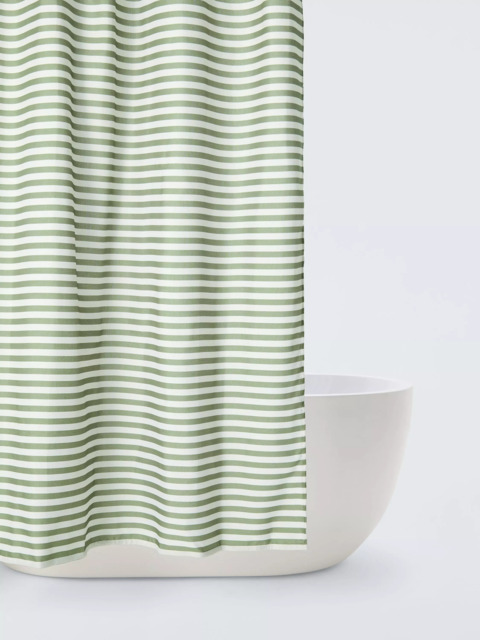 John Lewis Horizontal Stripe Recycled Polyester Shower Curtain, Green - image 1