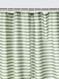 John Lewis Horizontal Stripe Recycled Polyester Shower Curtain, Green - thumbnail 2