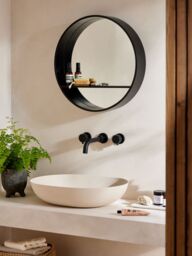 John Lewis Wood Framed Round Bathroom Storage Mirror - thumbnail 2