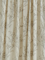 Pussy Willow Pair Lined Pencil Pleat Curtains, Off White/Dove Grey - thumbnail 2