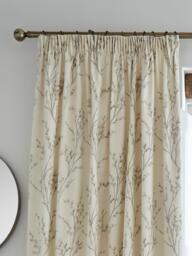 Pussy Willow Pair Lined Pencil Pleat Curtains, Off White/Dove Grey - thumbnail 3