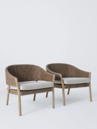 John Lewis Burford Garden Woven Lounging Chairs, Set of 2, FSC-Certified (Acacia Wood), Natural