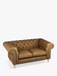 John Lewis Cromwell Chesterfield Double Sofa Bed, Light Leg, Demetra Light Tan