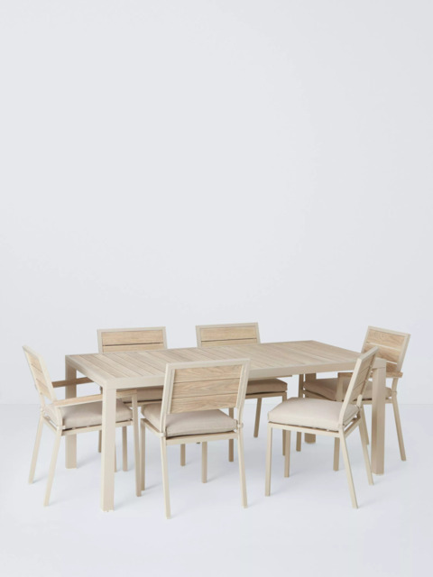 John Lewis Platform 6-Seater Wood-Effect Extending Garden Dining Table & Chairs Set, Green - image 1