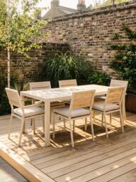John Lewis Platform 6-Seater Wood-Effect Extending Garden Dining Table & Chairs Set, Green - thumbnail 2