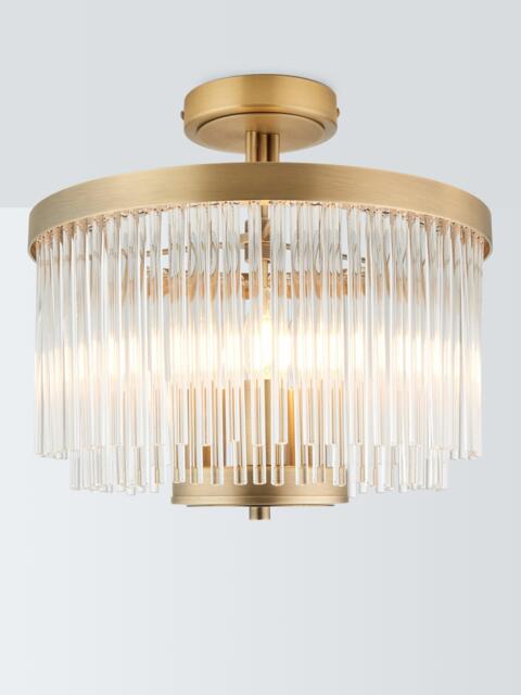 John Lewis Lexton 3 Arm Semi Flush Glass Ceiling Light, Brass - image 1