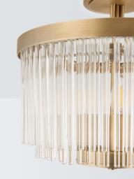 John Lewis Lexton 3 Arm Semi Flush Glass Ceiling Light, Brass - thumbnail 3