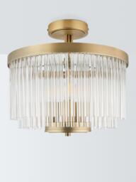 John Lewis Lexton 3 Arm Semi Flush Glass Ceiling Light, Brass - thumbnail 2