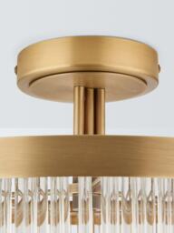 John Lewis Lexton 3 Arm Semi Flush Glass Ceiling Light, Brass - thumbnail 4