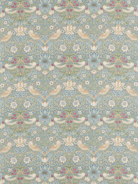 Morris & Co. Strawberry Thief Made to Measure Curtains or Roman Blind, Slate/Vellum