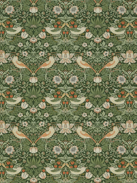 William Morris At Home Strawberry Thief Velvet Made to Measure Curtains or Roman Blind, Acorn - image 1