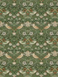 William Morris At Home Strawberry Thief Velvet Made to Measure Curtains or Roman Blind, Acorn - thumbnail 1