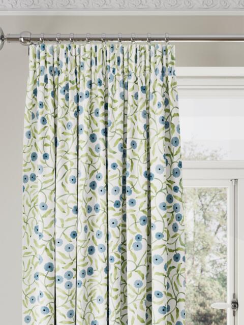 John Lewis x Anine Cecilie Iversen Floret Pair Blackout Lined Pencil Pleat Curtains, Glacier - image 1
