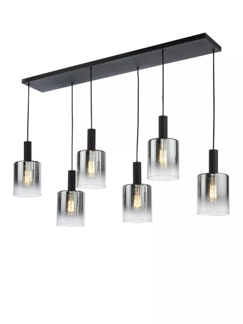 Där Savannah 6 Arm Bar Ceiling Light, Black/Smoked - image 1