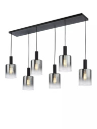 Där Savannah 6 Arm Bar Ceiling Light, Black/Smoked - thumbnail 1