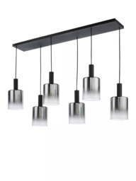 Där Savannah 6 Arm Bar Ceiling Light, Black/Smoked - thumbnail 2