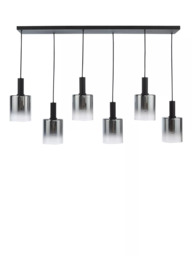 Där Savannah 6 Arm Bar Ceiling Light, Black/Smoked - thumbnail 4
