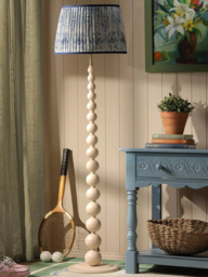 Joules Harewood Pleated Shade Bobbin Floor Lamp, Natural Cream - thumbnail 2