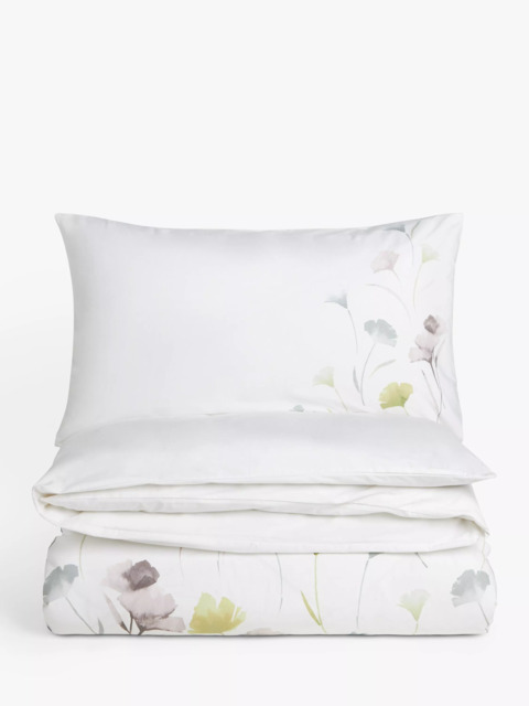 John Lewis Gingko Panel Pure Cotton Sateen Duvet Cover Set, 220 Thread Count - image 1