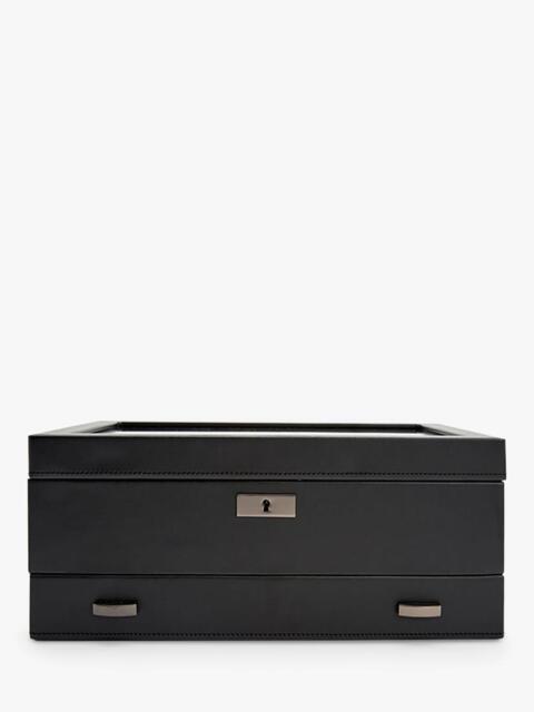 WOLF Axis Vegan Leather 10 Piece Watch Box with Storage, Powder Coated Steel - image 1