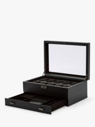 WOLF Axis Vegan Leather 10 Piece Watch Box with Storage, Powder Coated Steel - thumbnail 2