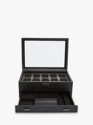 WOLF Axis Vegan Leather 10 Piece Watch Box with Storage, Powder Coated Steel - thumbnail 3