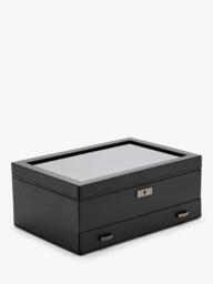 WOLF Axis Vegan Leather 10 Piece Watch Box with Storage, Powder Coated Steel - thumbnail 4