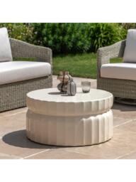 Gallery Direct Cirella Round Garden Coffee Table, 80cm, Cream - thumbnail 2