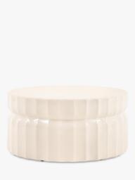 Gallery Direct Cirella Round Garden Coffee Table, 80cm, Cream