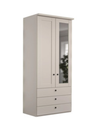 John Lewis Marlow 100cm Mirrored Hinged Wardrobe with 3 Drawers, Champagne - thumbnail 1