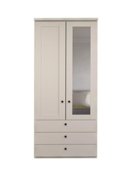 John Lewis Marlow 100cm Mirrored Hinged Wardrobe with 3 Drawers, Champagne - thumbnail 3