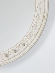 John Lewis Rajasthan Carved Wood Round Wall Mirror, 65cm, FSC-Certified (Mango Wood), White - thumbnail 2
