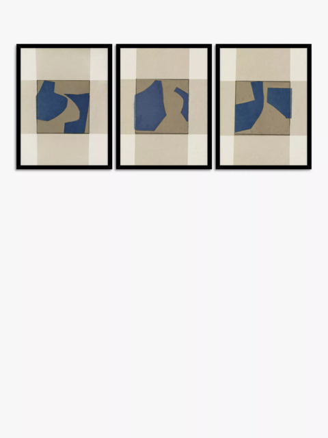 John Lewis Cartissi Studio 'Blowing' Framed Print, Set of 3, 42 x 32cm, Blue - image 1