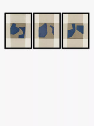 John Lewis Cartissi Studio 'Blowing' Framed Print, Set of 3, 42 x 32cm, Blue - thumbnail 1