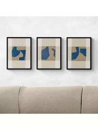 John Lewis Cartissi Studio 'Blowing' Framed Print, Set of 3, 42 x 32cm, Blue - thumbnail 3