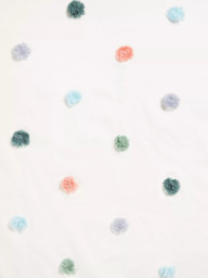 John Lewis Pom Pom Slot Top Curtain Panel, White/Multi - thumbnail 2