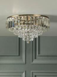 Laura Ashley Vienna Crystal Glass Flush Ceiling Light, Antique Brass - thumbnail 6