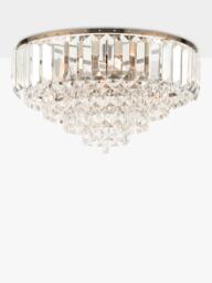 Laura Ashley Vienna Crystal Glass Flush Ceiling Light, Antique Brass - thumbnail 1