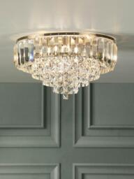Laura Ashley Vienna Crystal Glass Flush Ceiling Light, Antique Brass - thumbnail 2