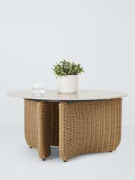 John Lewis Cove Woven Round Garden Coffee Table, 86cm, Natural - thumbnail 4