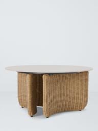John Lewis Cove Woven Round Garden Coffee Table, 86cm, Natural - thumbnail 1