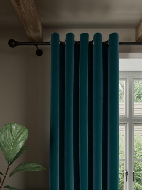 John Lewis Matte Velvet Pair Blackout Lined Eyelet Curtains - image 1