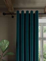 John Lewis Matte Velvet Pair Blackout Lined Eyelet Curtains