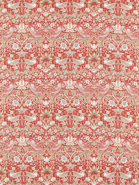 Morris & Co. Strawberry Thief Made to Measure Curtains or Roman Blind, Indian Red - image 1
