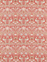 Morris & Co. Strawberry Thief Made to Measure Curtains or Roman Blind, Indian Red - thumbnail 1