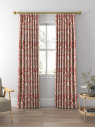 Morris & Co. Strawberry Thief Made to Measure Curtains or Roman Blind, Indian Red - thumbnail 3