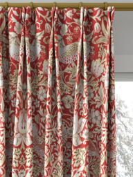 Morris & Co. Strawberry Thief Made to Measure Curtains or Roman Blind, Indian Red - thumbnail 4