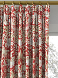Morris & Co. Strawberry Thief Made to Measure Curtains or Roman Blind, Indian Red - thumbnail 2