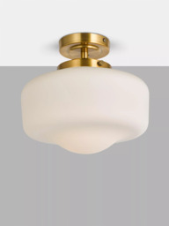 John Lewis School House Opal Glass Shade Flush Bathroom Ceiling Light - thumbnail 1